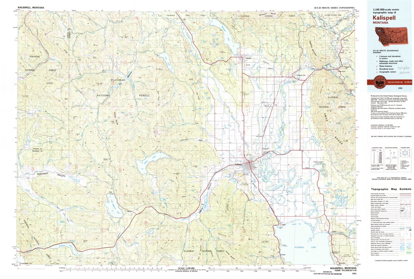 1981 Kalispell, MT - Montana - USGS Topographic Map
