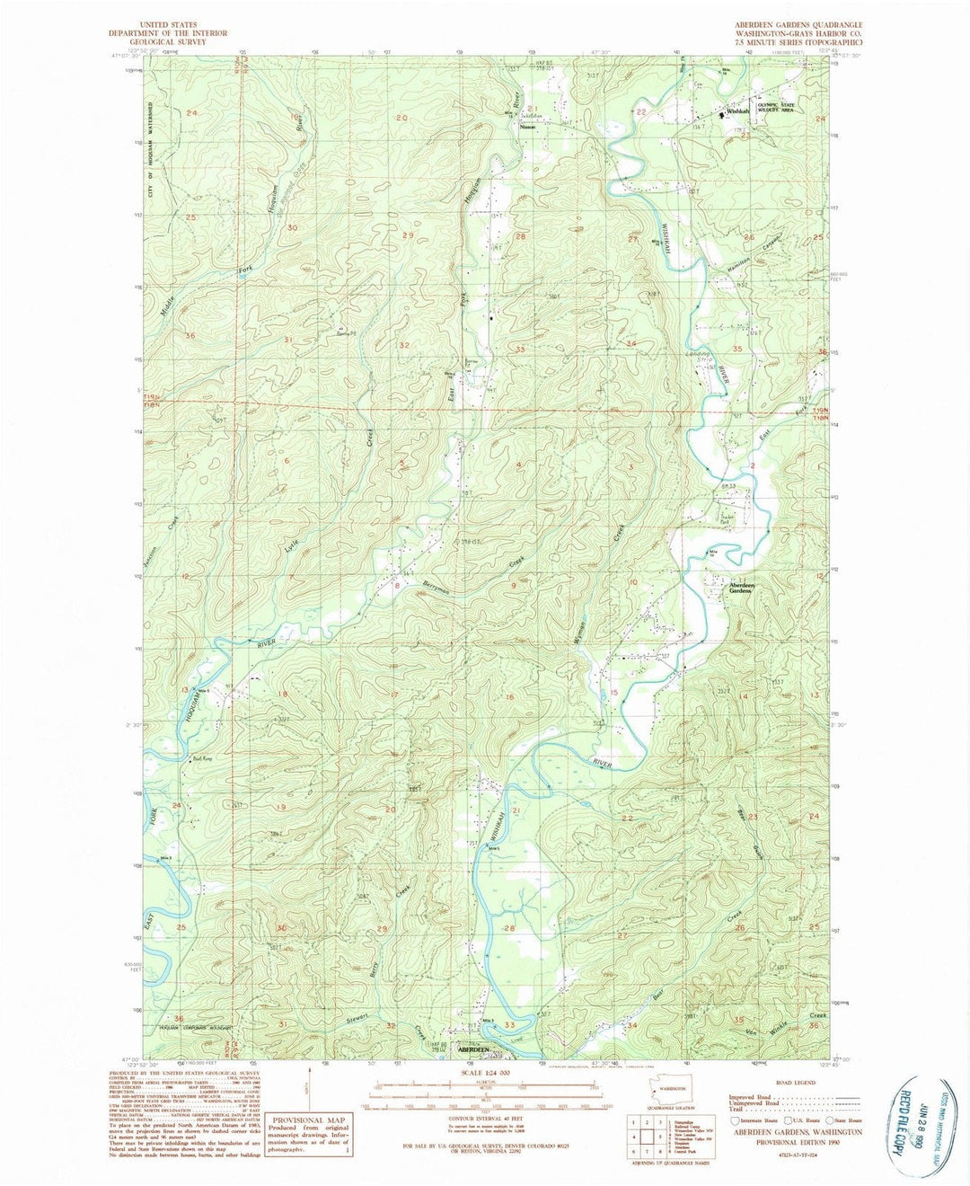 1990 Aberdeen Gardens, WA - Washington - USGS Topographic Map