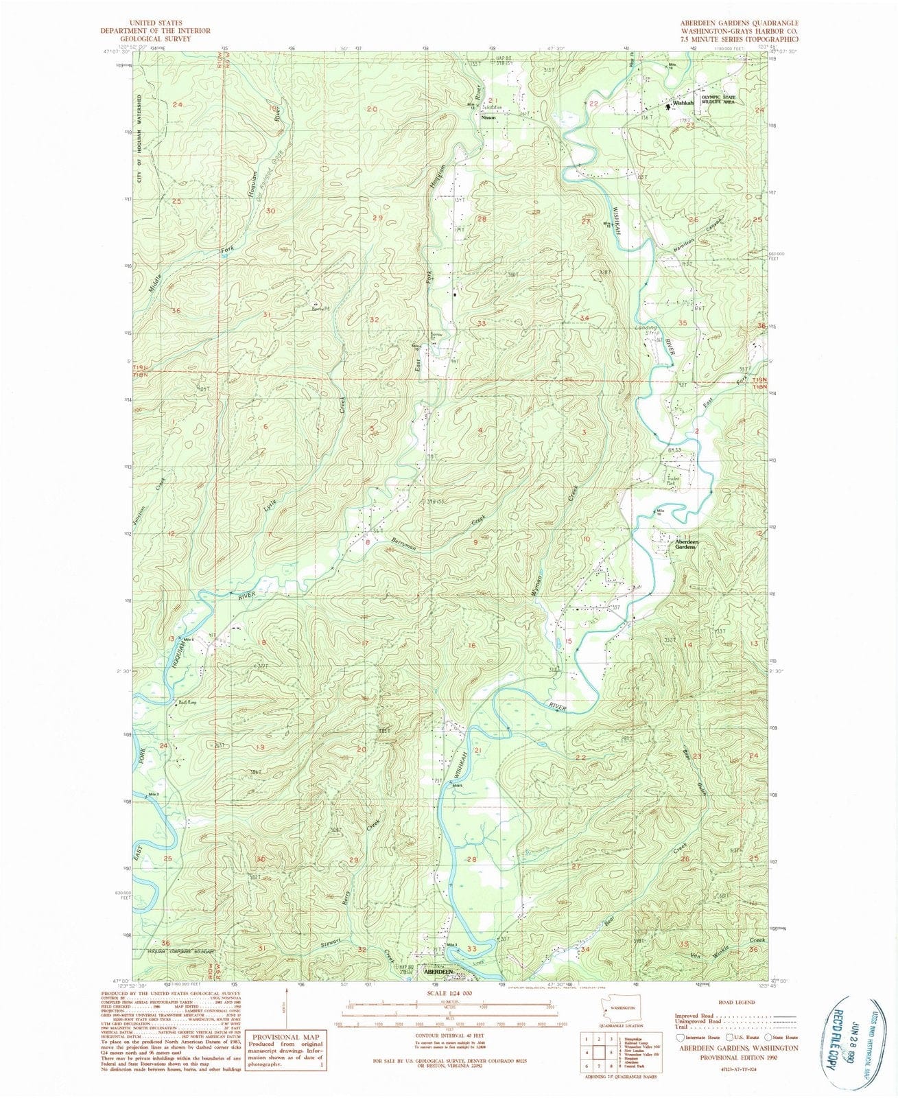 1990 Aberdeen Gardens, WA - Washington - USGS Topographic Map