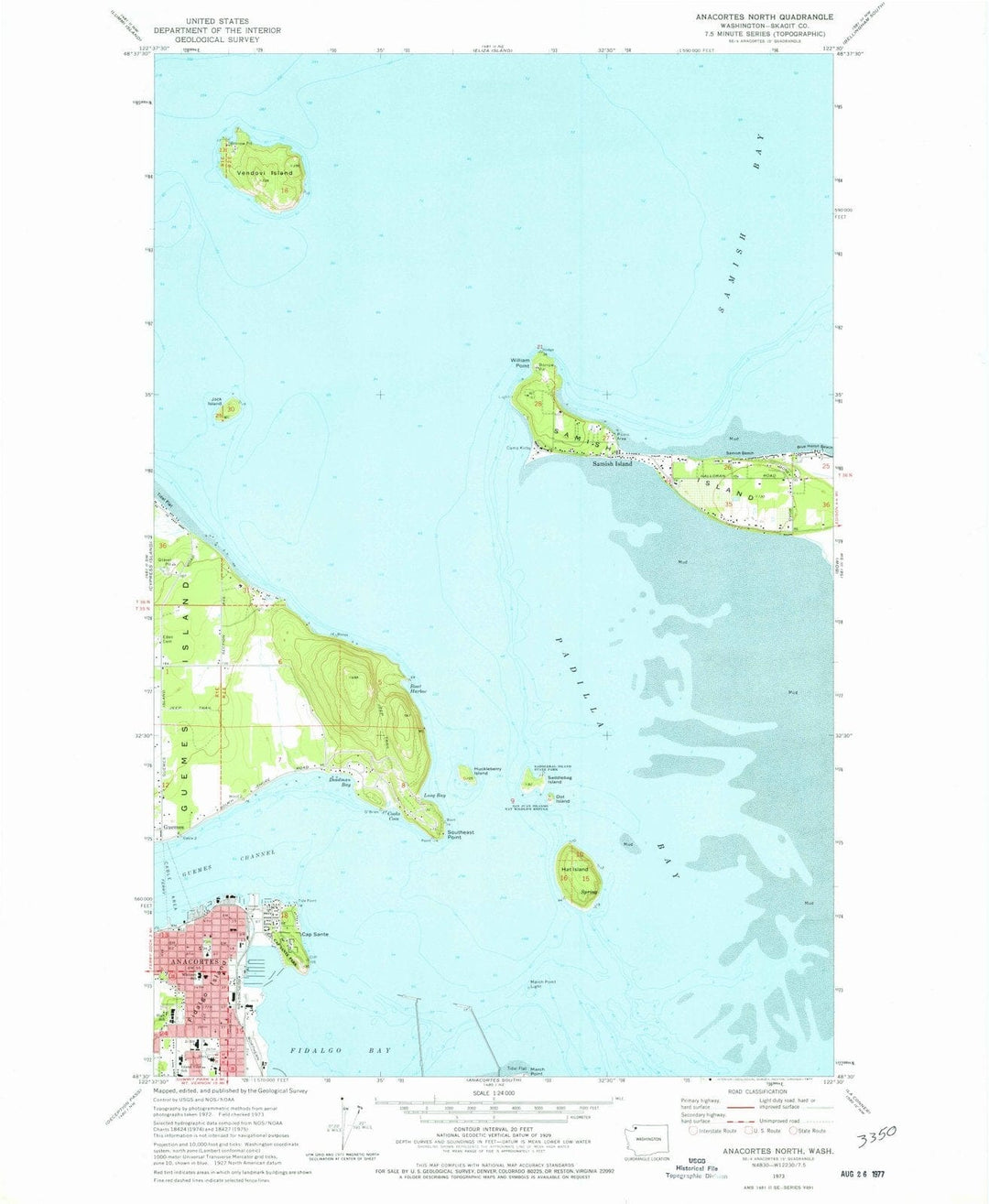 1973 Anacortes, WA - Washington - USGS Topographic Map