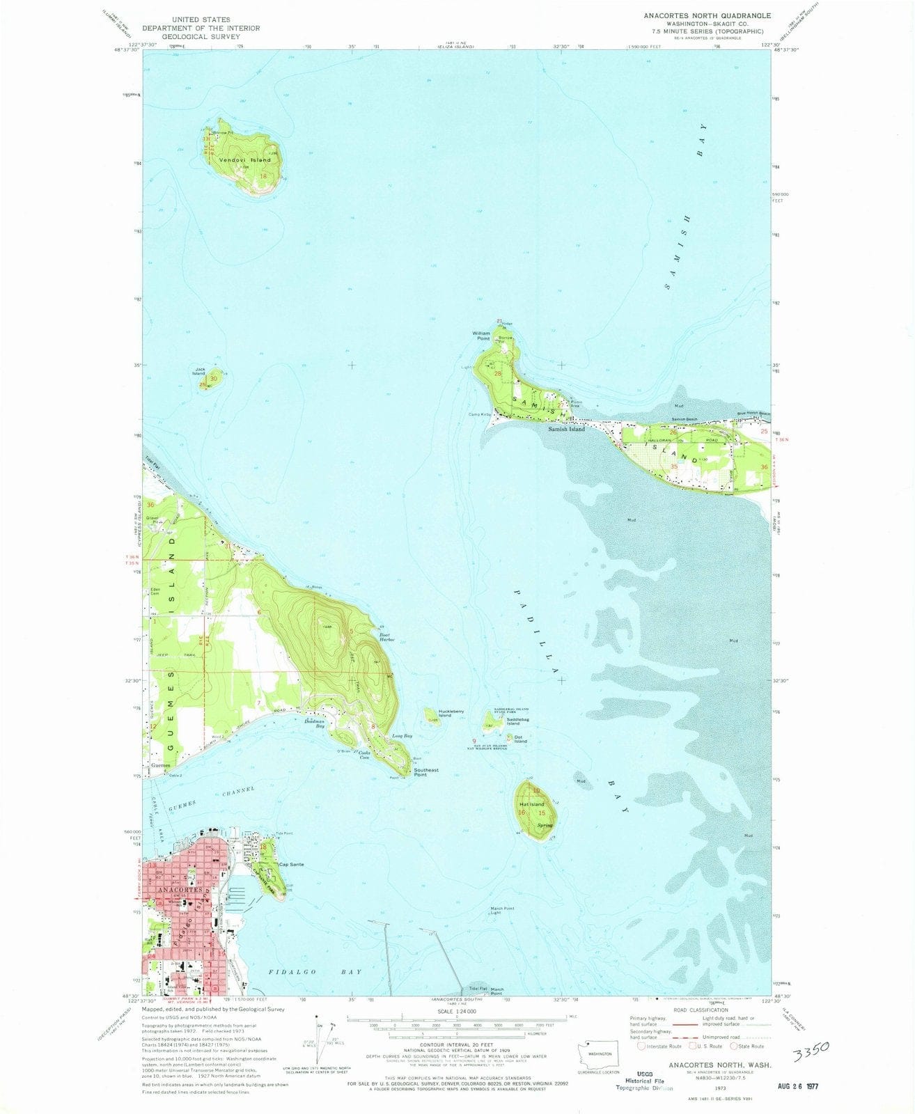 1973 Anacortes, WA - Washington - USGS Topographic Map