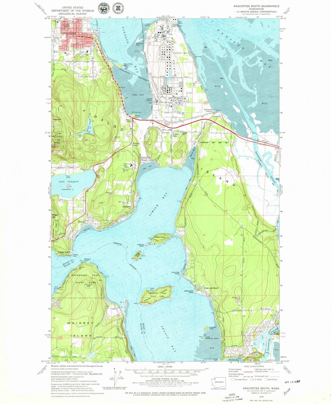1978 Anacortes, WA - Washington - USGS Topographic Map