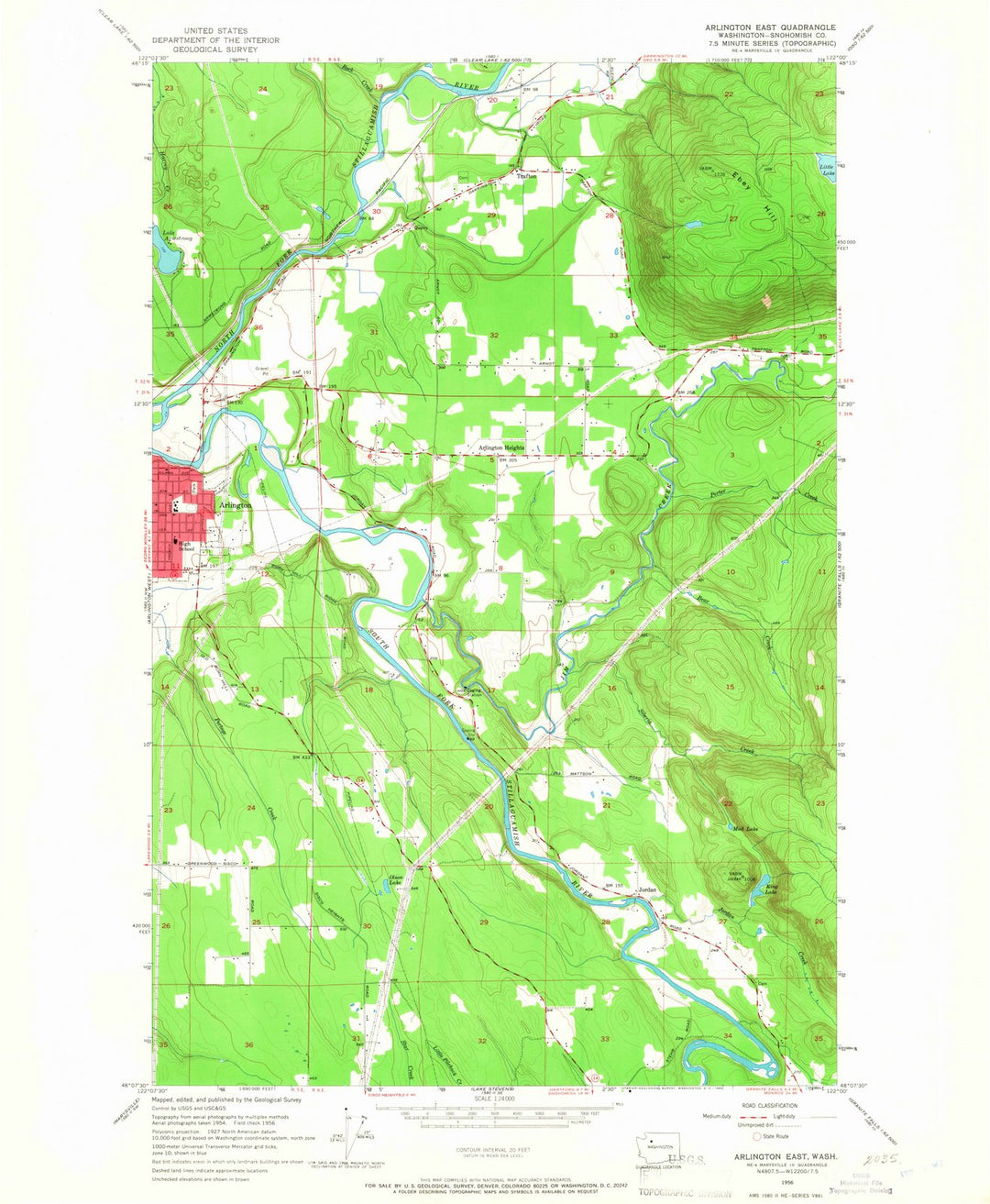 1956 Arlington East, WA - Washington - USGS Topographic Map