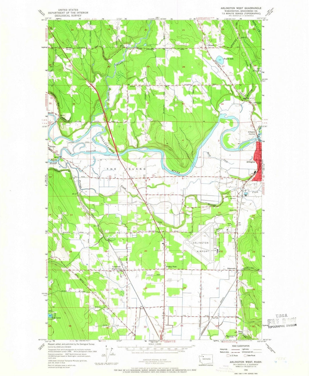 1956 Arlington West, WA - Washington - USGS Topographic Map