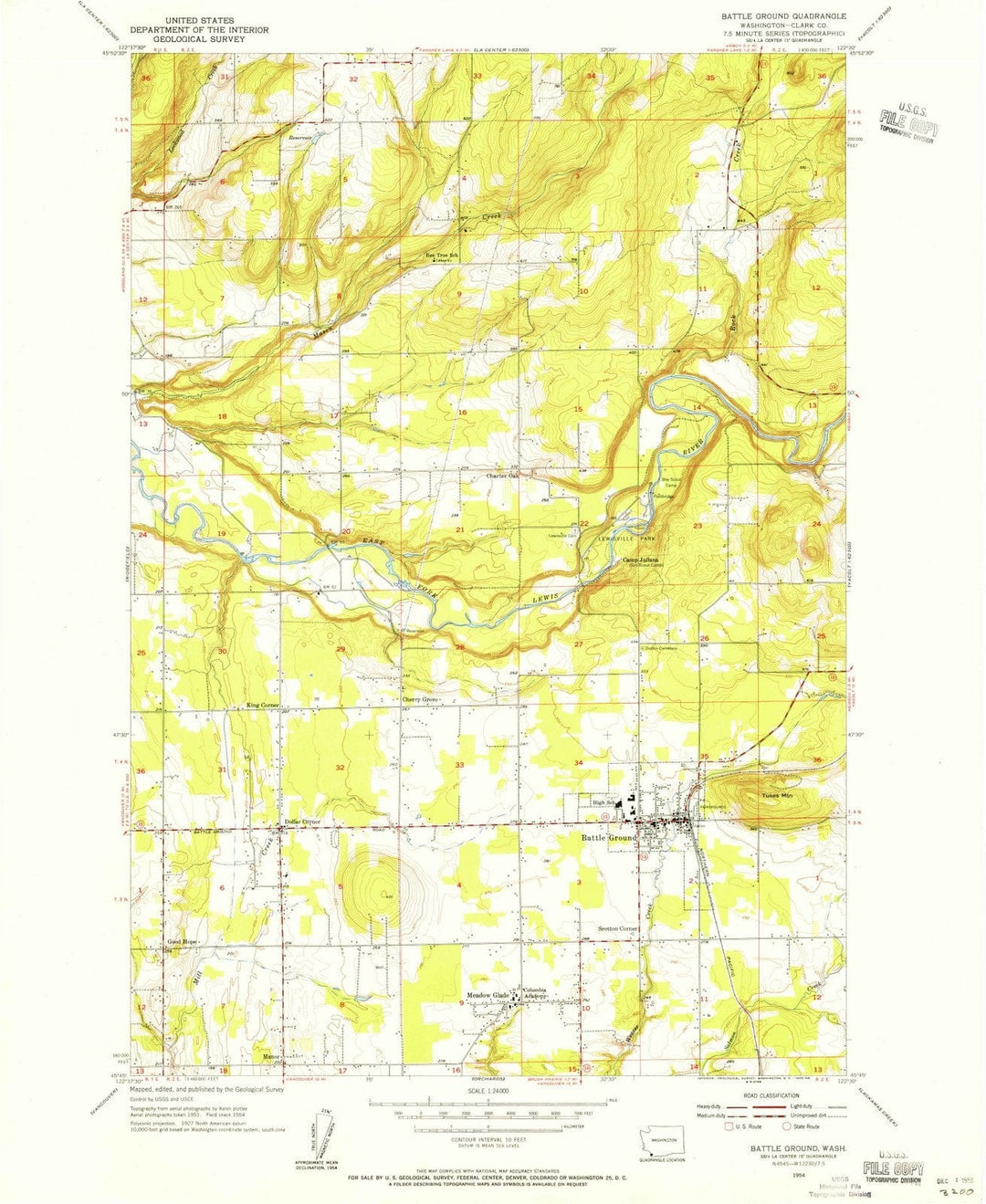 1954 Battle Ground, WA - Washington - USGS Topographic Map