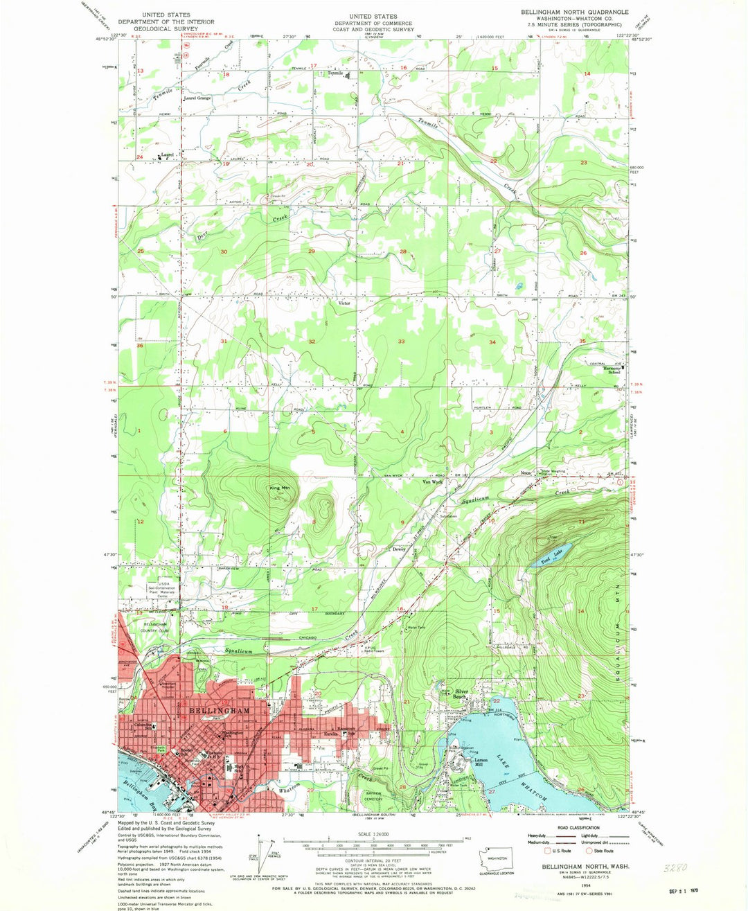 1954 Bellingham North, WA - Washington - USGS Topographic Map