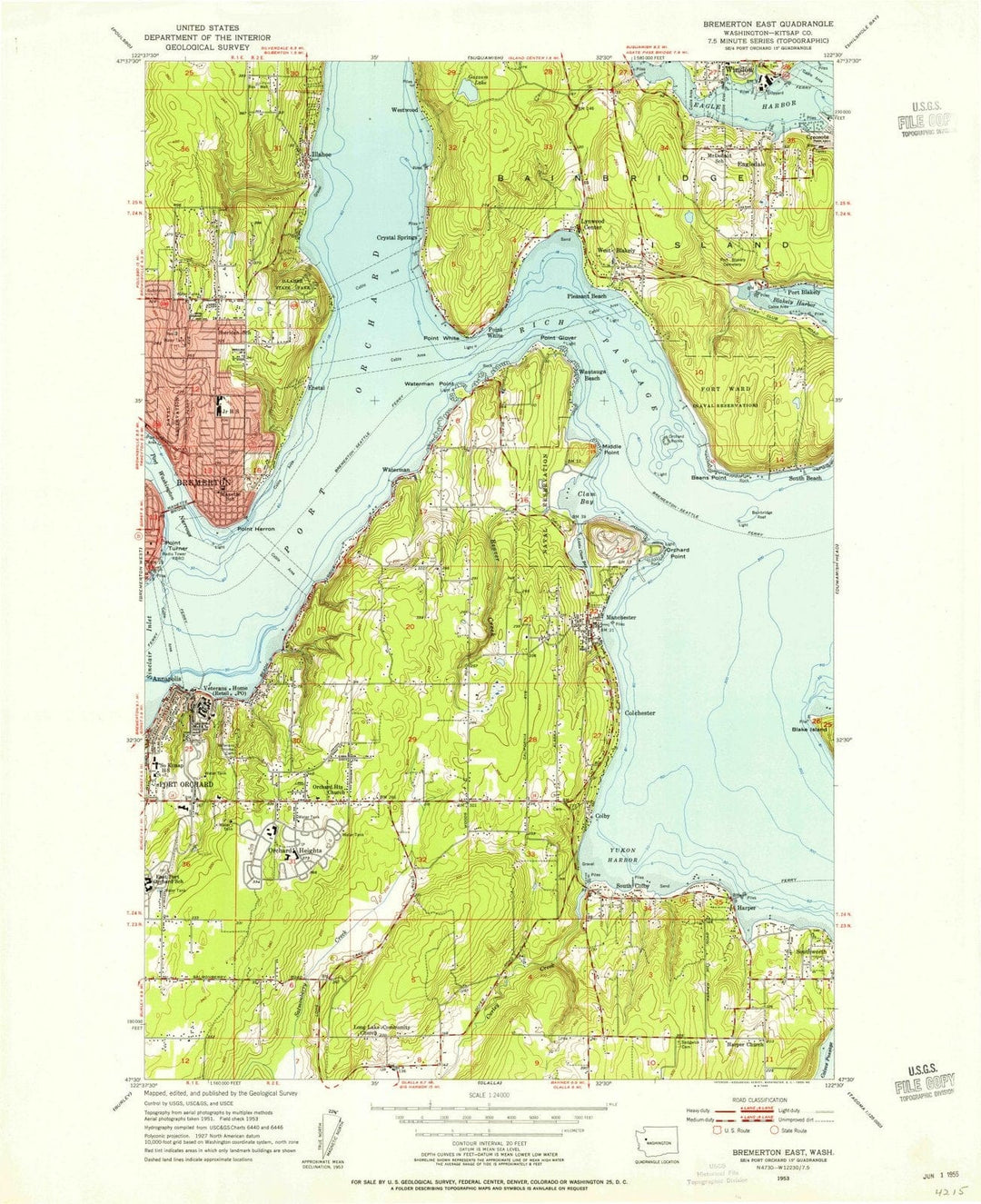 1953 Bremerton East, WA - Washington - USGS Topographic Map