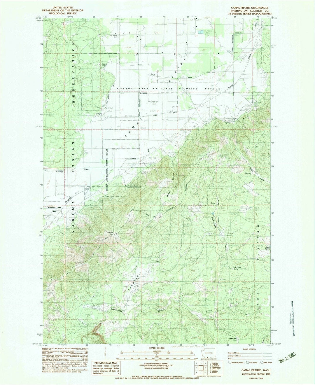 1983 Camas Prairie, WA - Washington - USGS Topographic Map