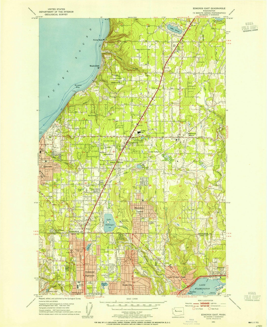 1953 Edmonds East, WA - Washington - USGS Topographic Map