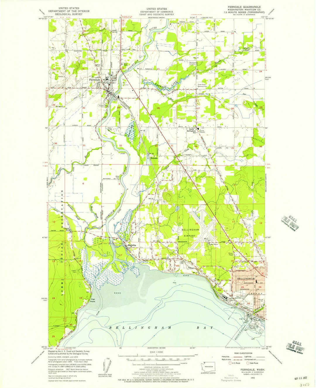1952 Ferndale, WA - Washington - USGS Topographic Map