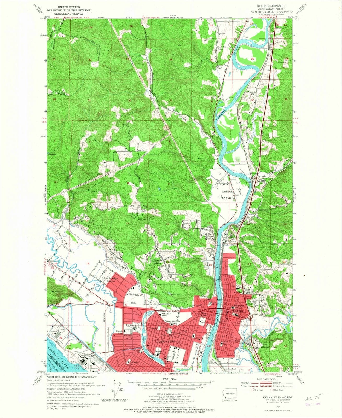 1953 Kelso, WA - Washington - USGS Topographic Map
