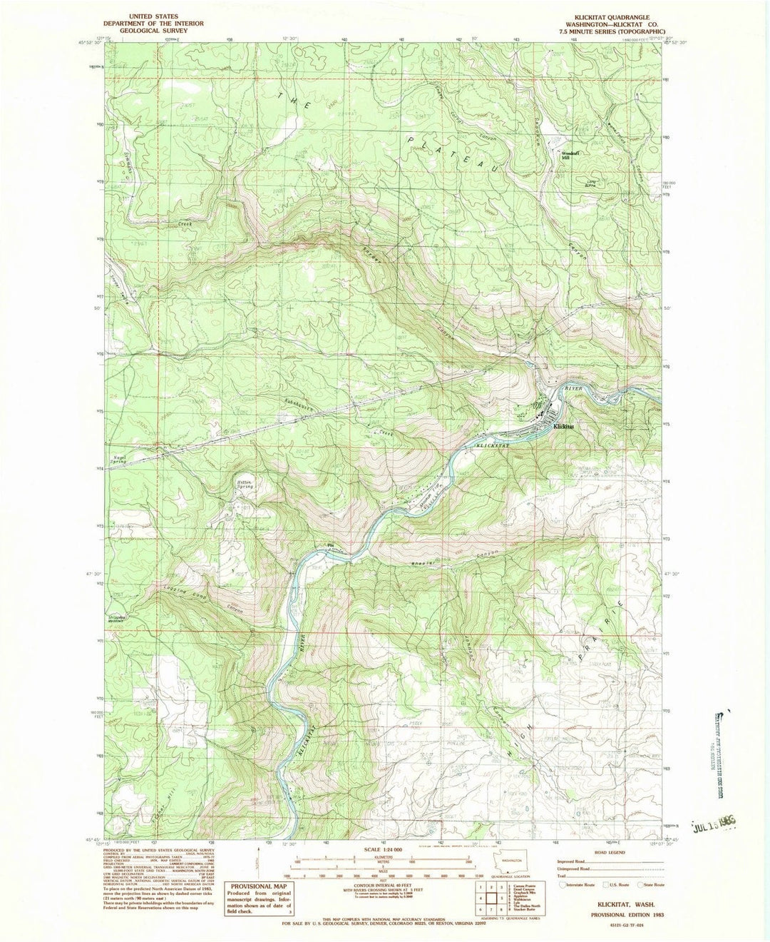 1983 Balance of Klickitat County, WA - Washington - USGS Topographic Map