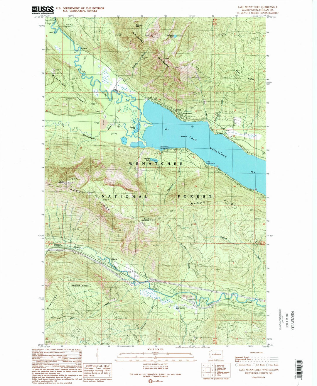 1989 Lake Wenatchee, WA - Washington - USGS Topographic Map