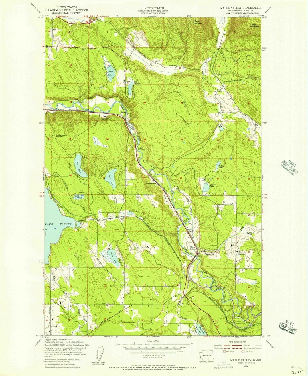 1949 Maple Valley, WA - Washington - USGS Topographic Map