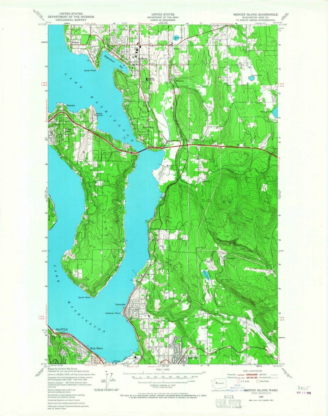 1950 Mercer Island, WA - Washington - USGS Topographic Map