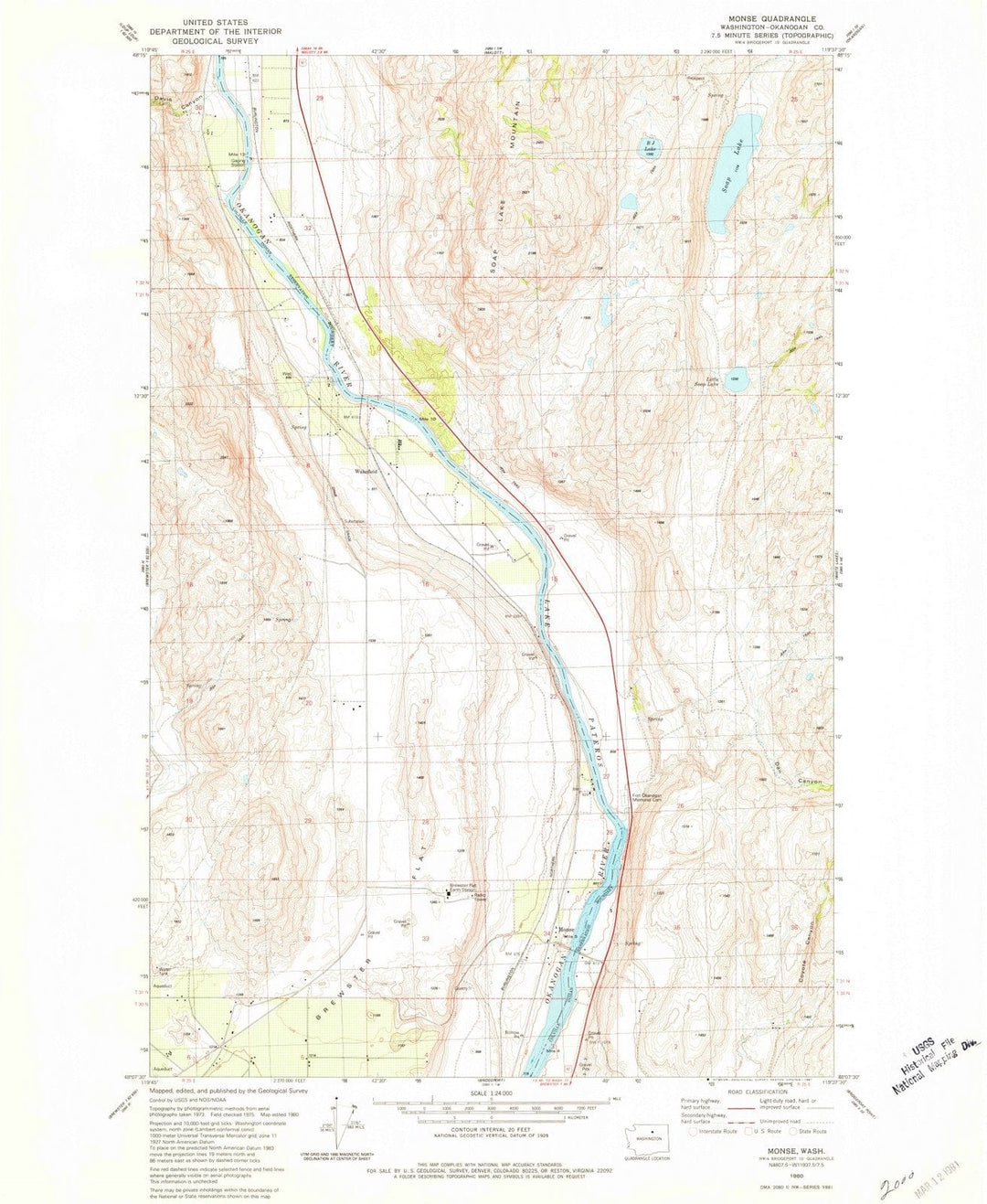 1980 Monse, WA - Washington - USGS Topographic Map