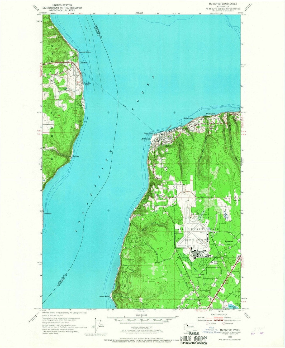 1953 Mukilteo, WA - Washington - USGS Topographic Map