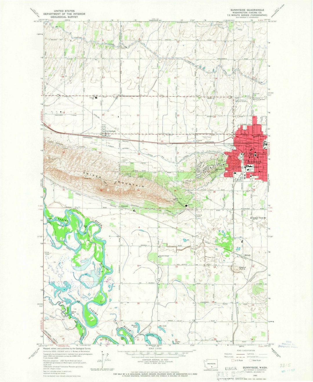 1965 Sunnyside, WA - Washington - USGS Topographic Map