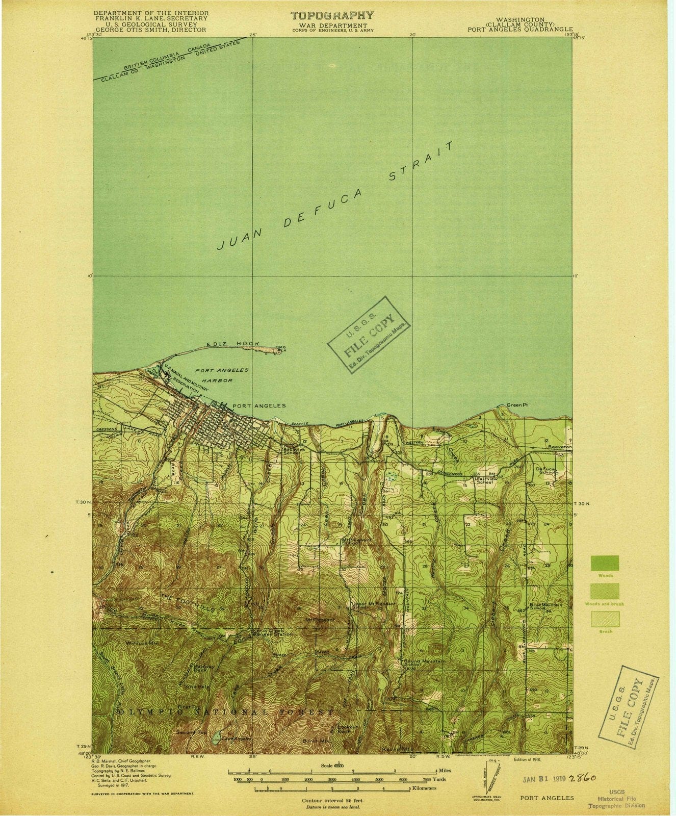 1918 Port Angeles, WA - Washington - USGS Topographic Map