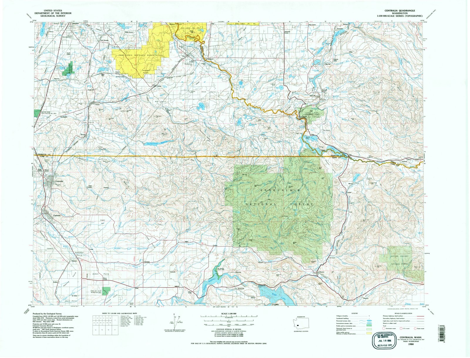 1980 Centralia, WA - Washington - USGS Topographic Map