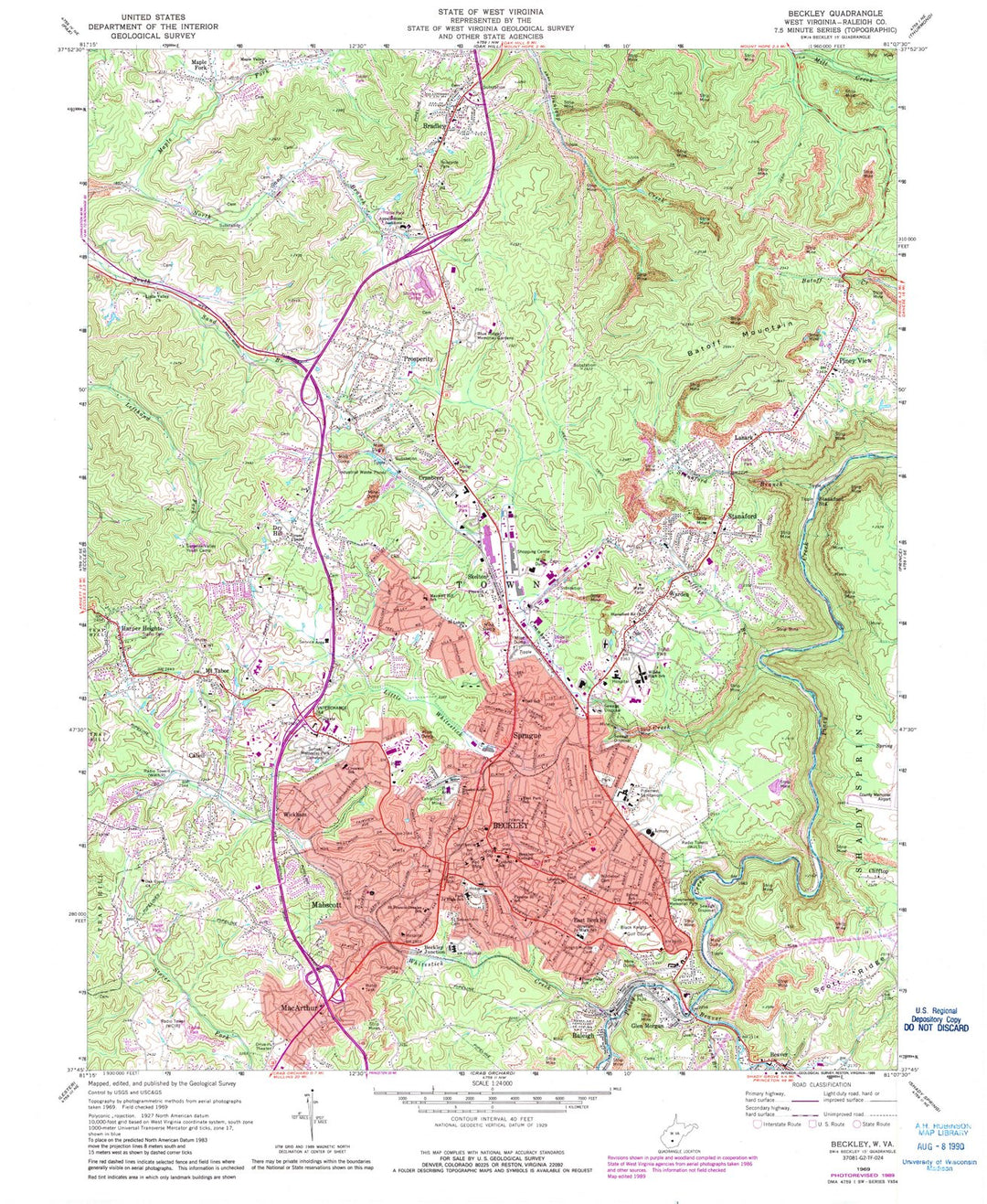 1969 Beckley, WV - West Virginia - USGS Topographic Map