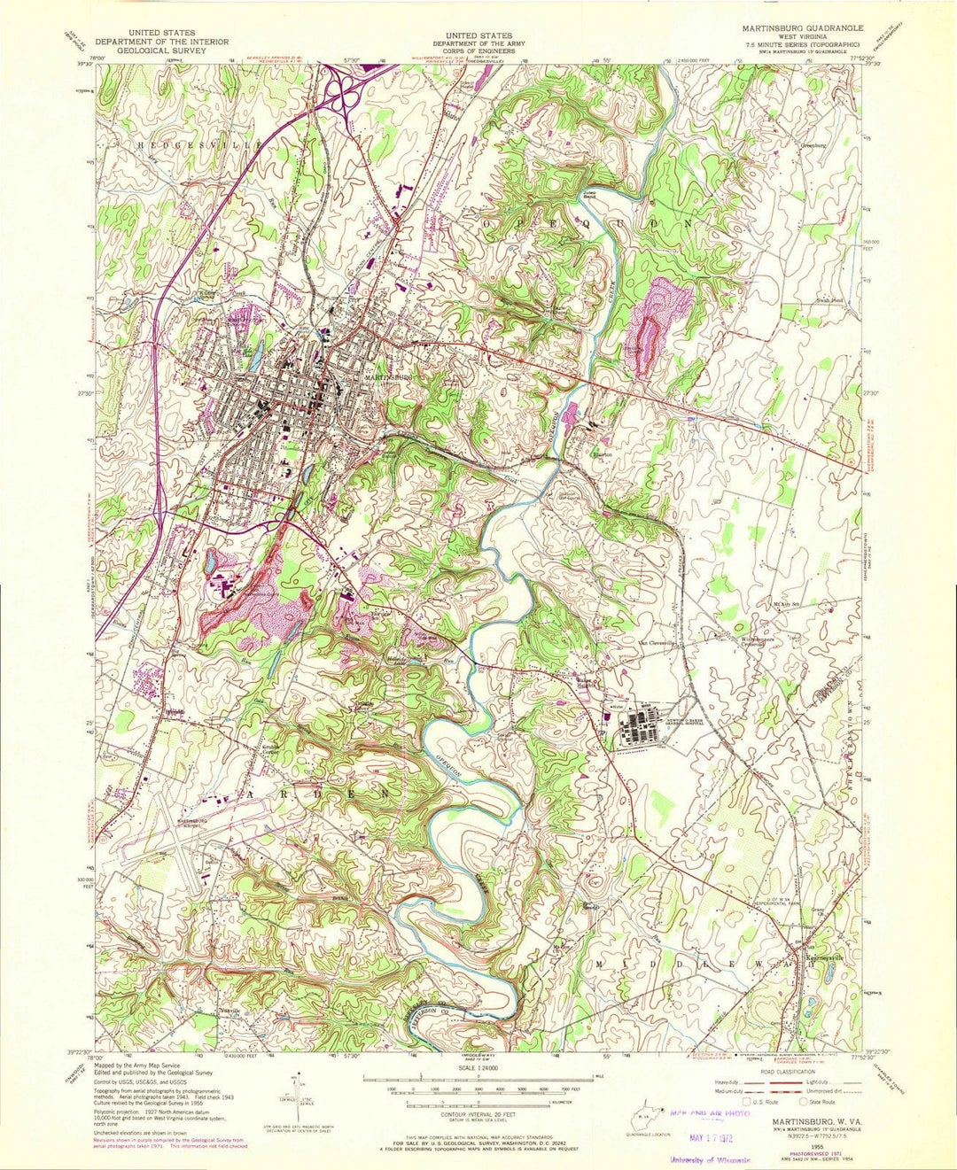 1955 Martinsburg, WV - West Virginia - USGS Topographic Map