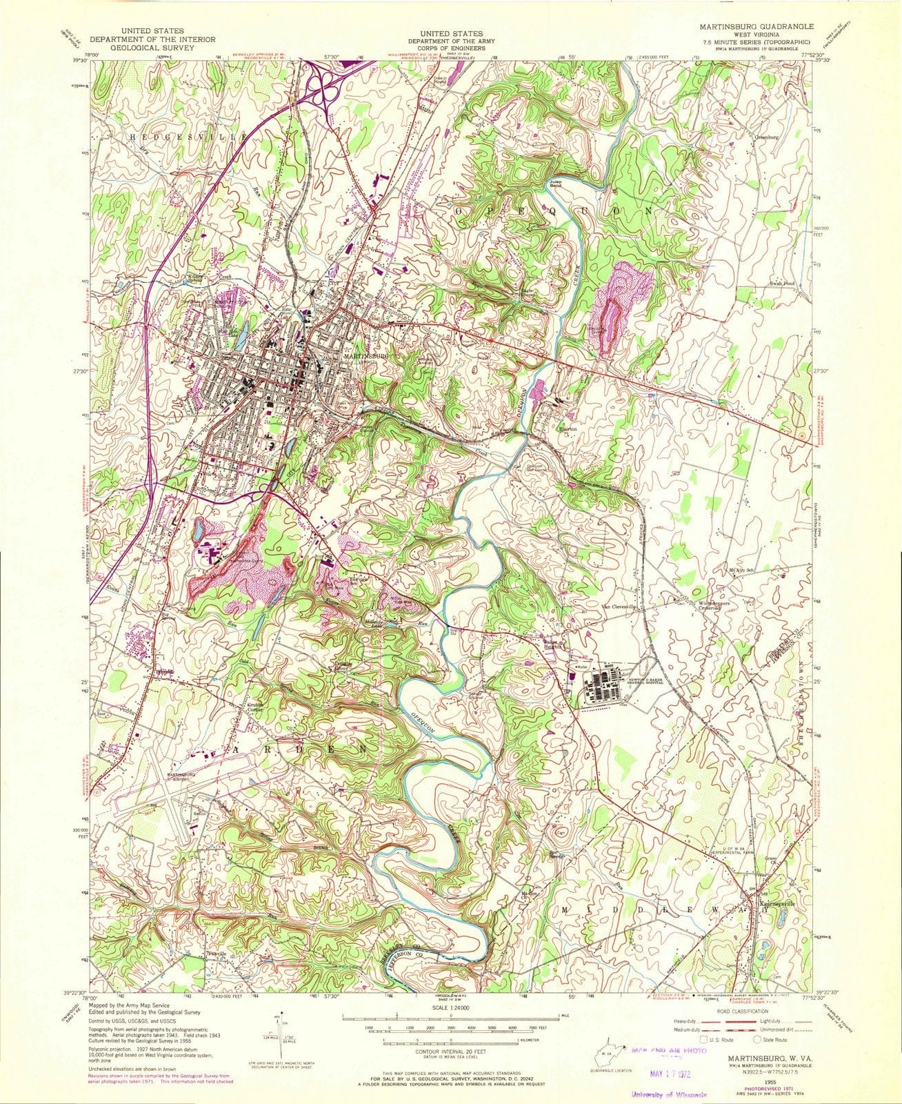 1955 Martinsburg, WV - West Virginia - USGS Topographic Map