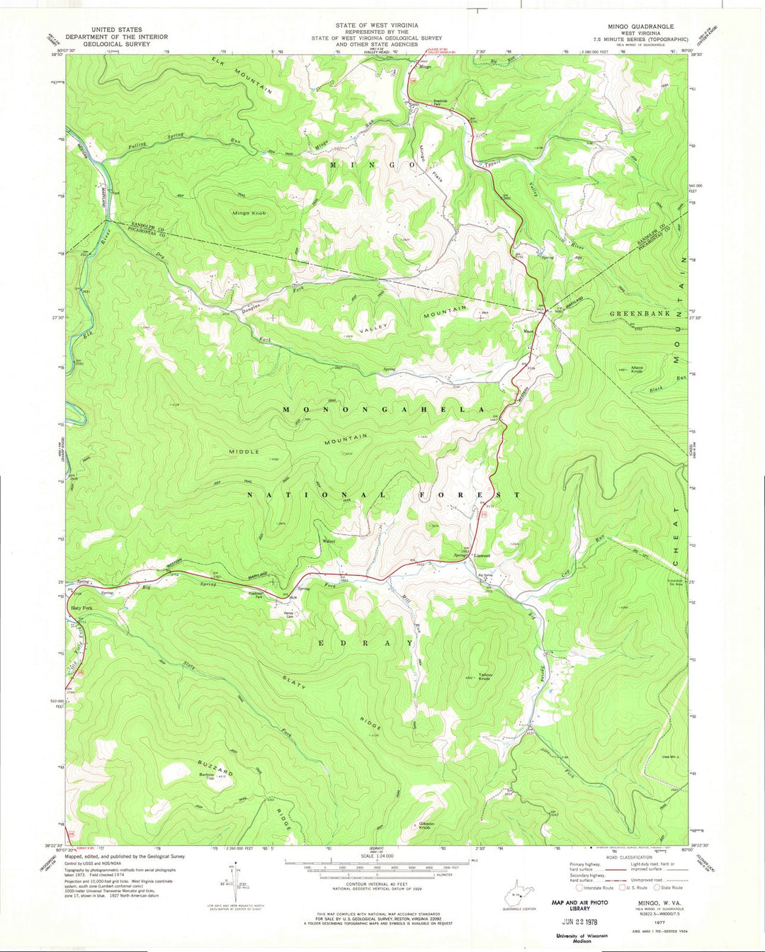 1977 Mingo, WV - West Virginia - USGS Topographic Map