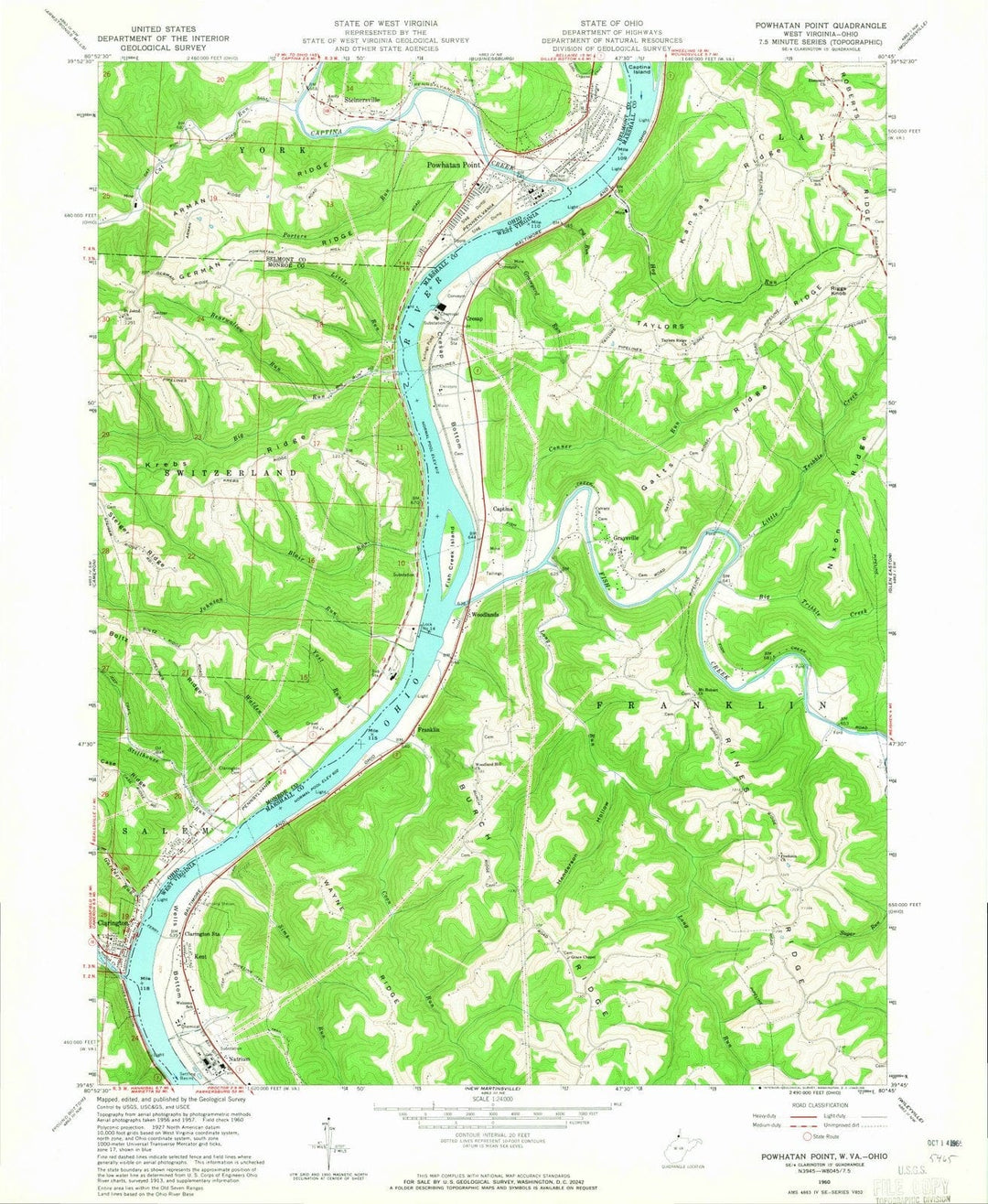 1960 Powhatan Point, OH - Ohio - USGS Topographic Map