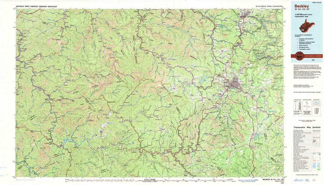 1982 Beckley, WV - West Virginia - USGS Topographic Map