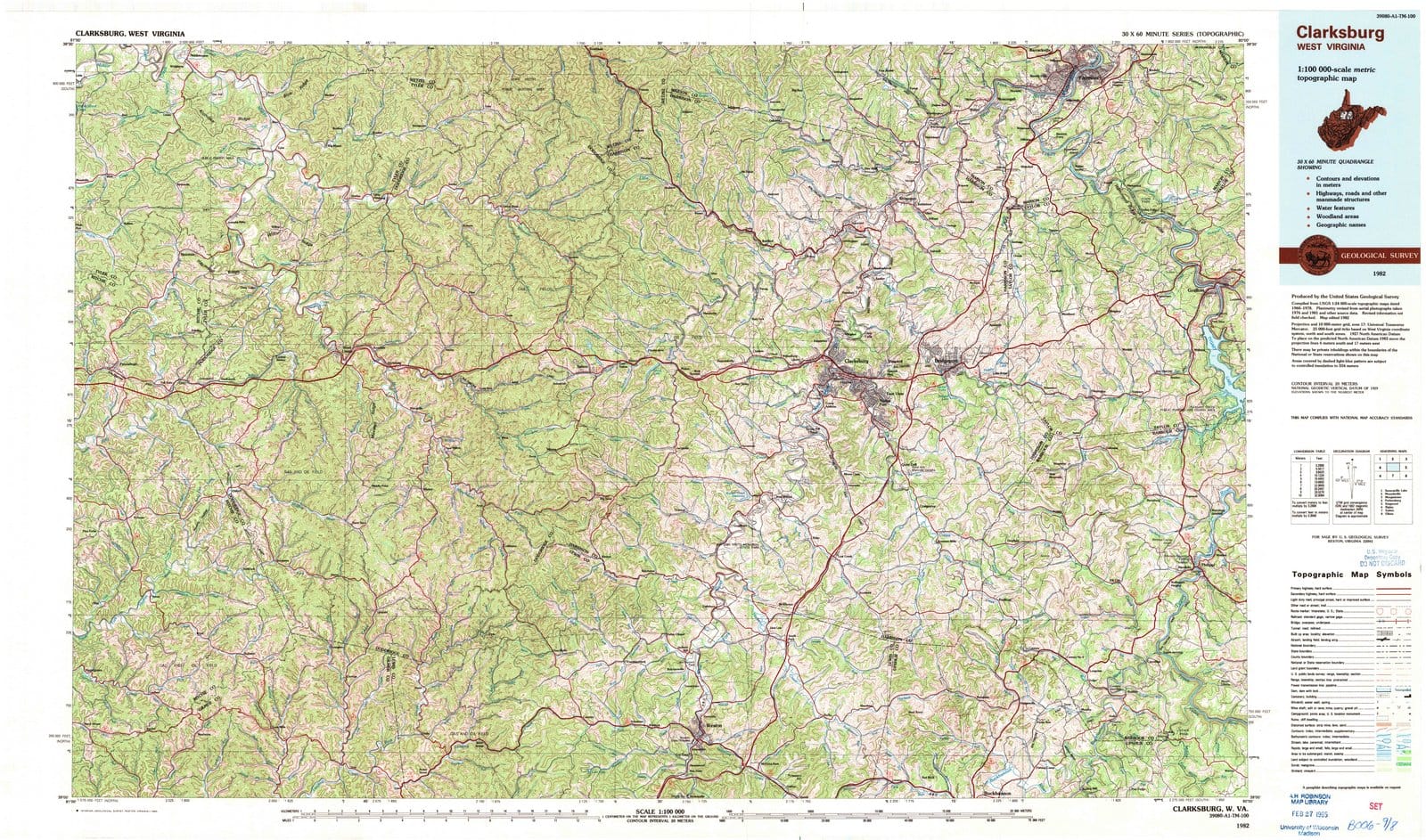 1982 Clarksburg, WV - West Virginia - USGS Topographic Map