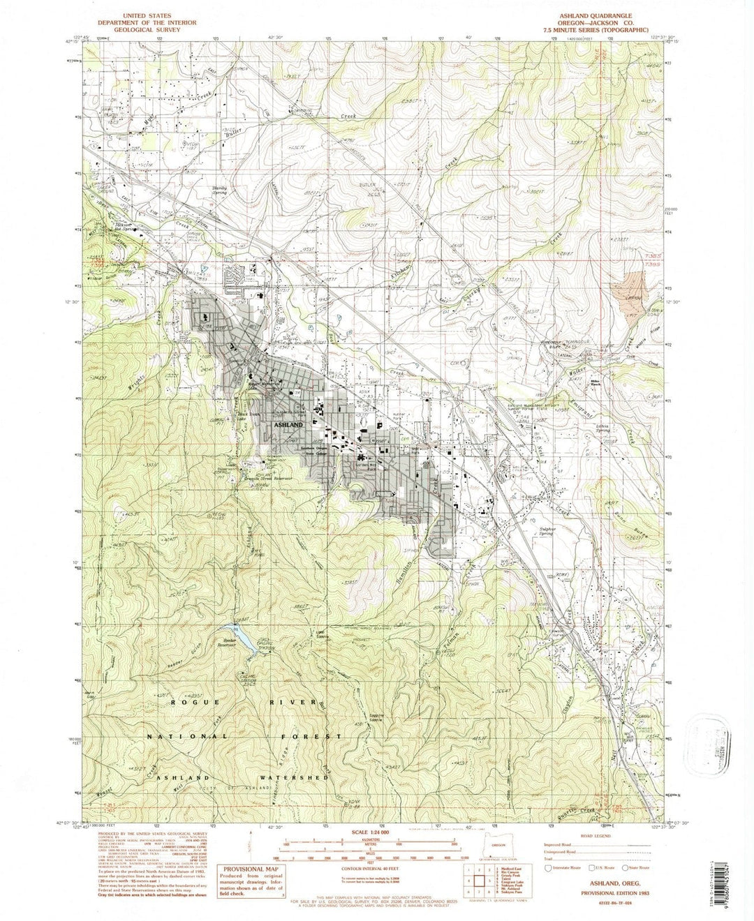 1983 Ashland, OR - Oregon - USGS Topographic Map