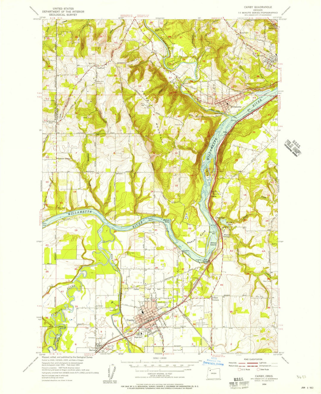1954 Canby, OR - Oregon - USGS Topographic Map