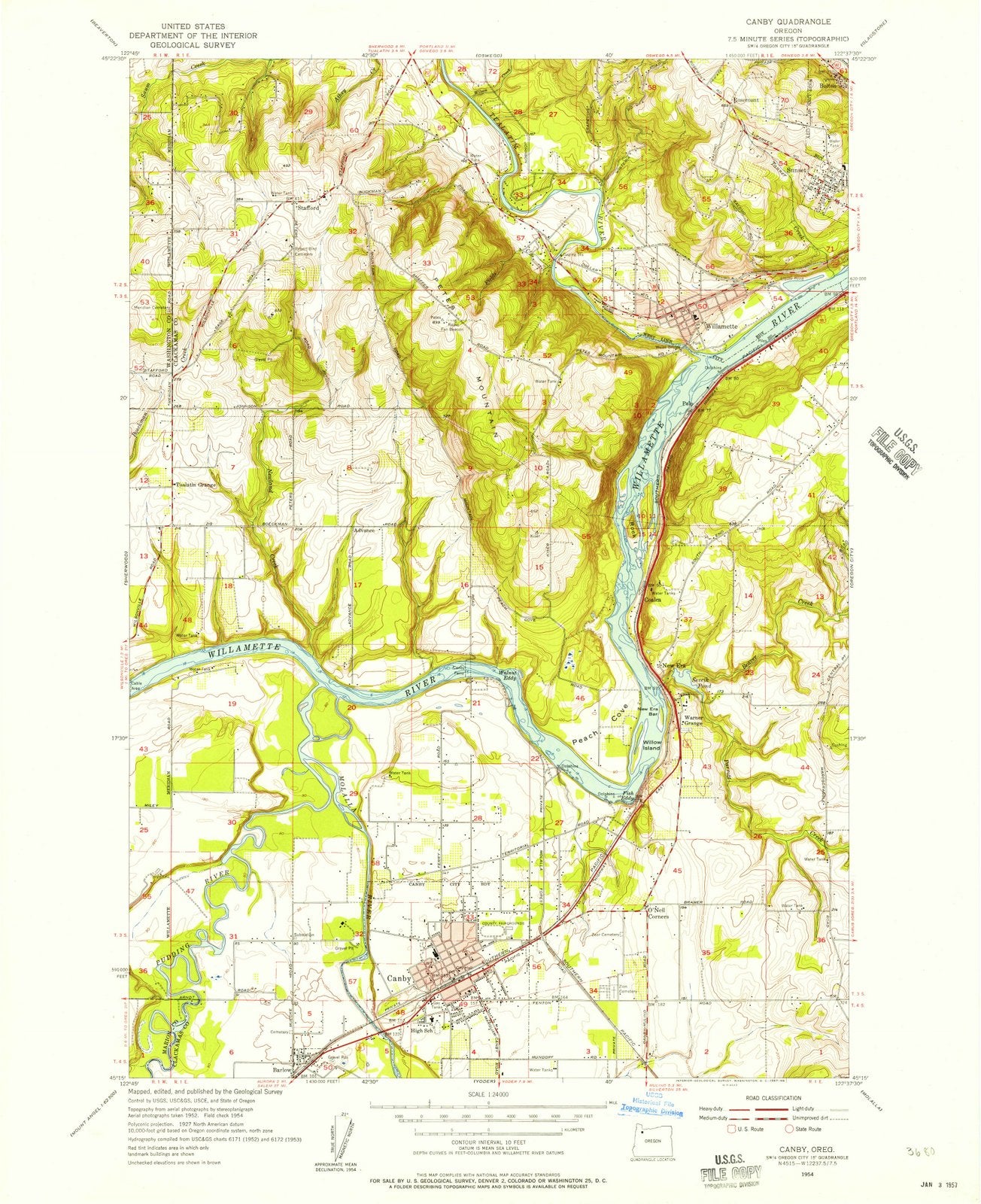 1954 Canby, OR - Oregon - USGS Topographic Map