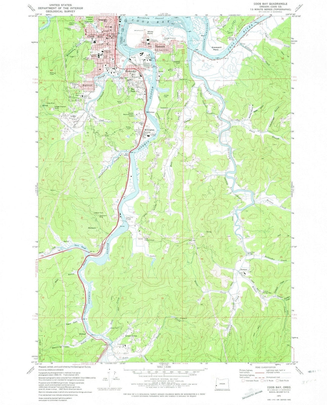 1971 Coos Bay, OR - Oregon - USGS Topographic Map