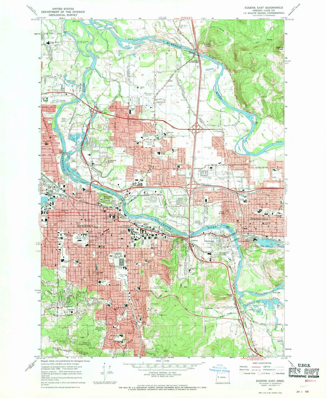 1967 Eugene East, OR - Oregon - USGS Topographic Map
