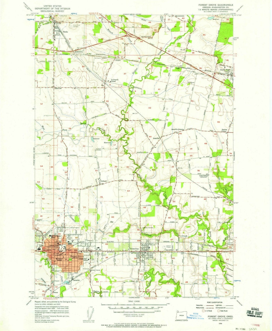 1956 Forest Grove, OR - Oregon - USGS Topographic Map