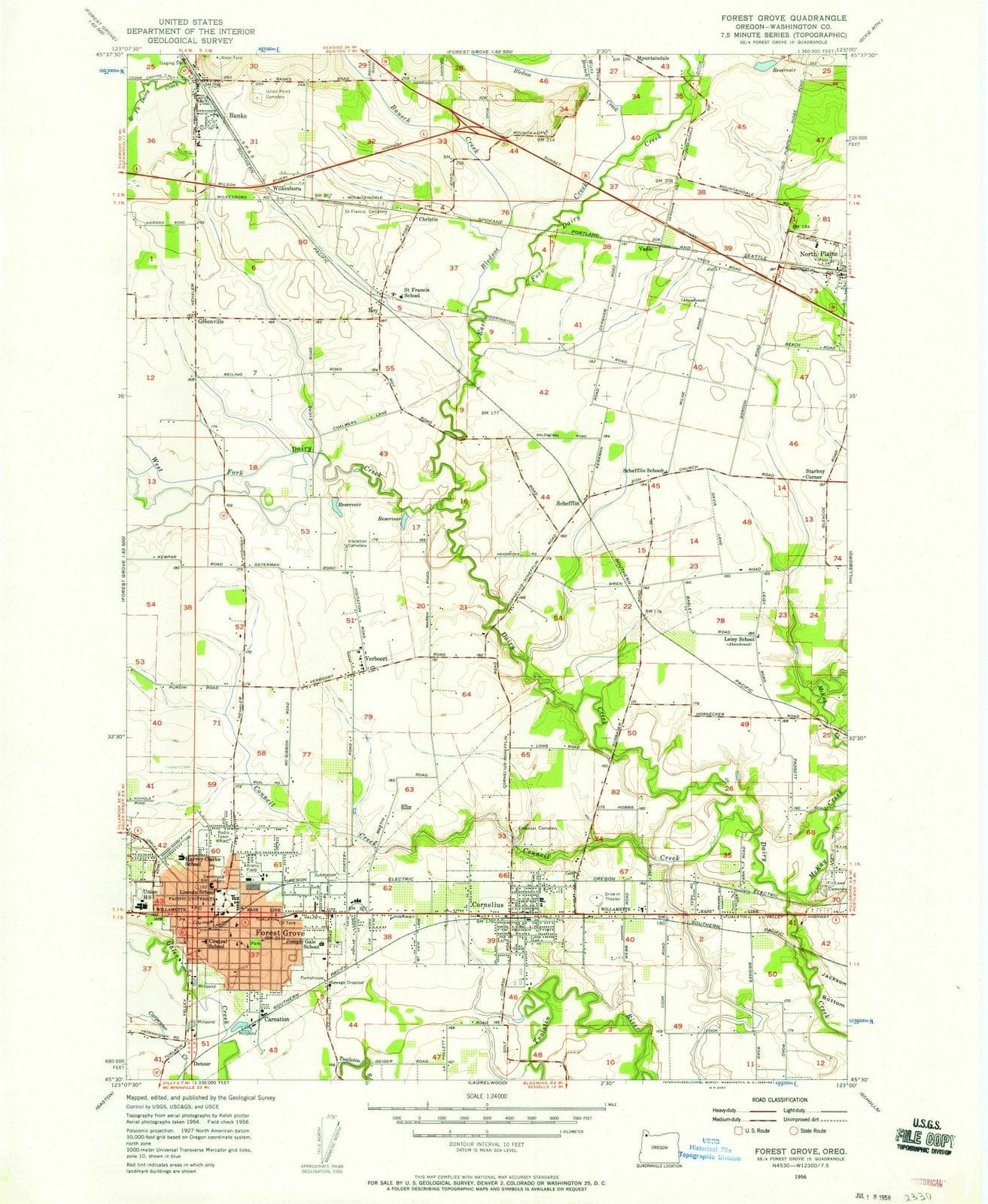 1956 Forest Grove, OR - Oregon - USGS Topographic Map