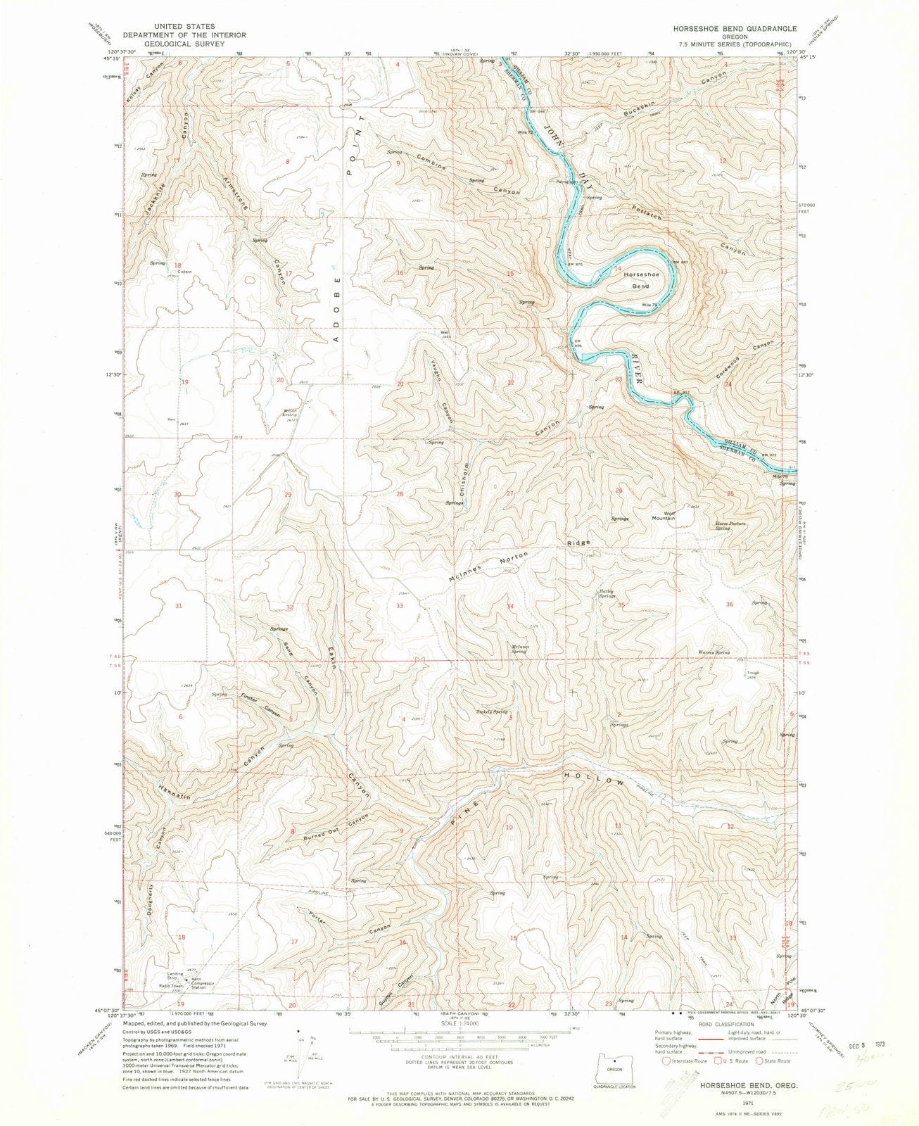 1971 Horseshoe Bend, OR - Oregon - USGS Topographic Map