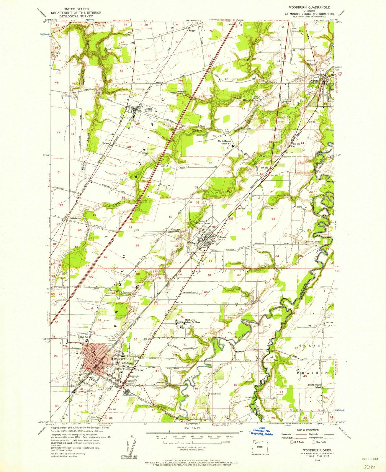 1956 Woodburn, OR - Oregon - USGS Topographic Map
