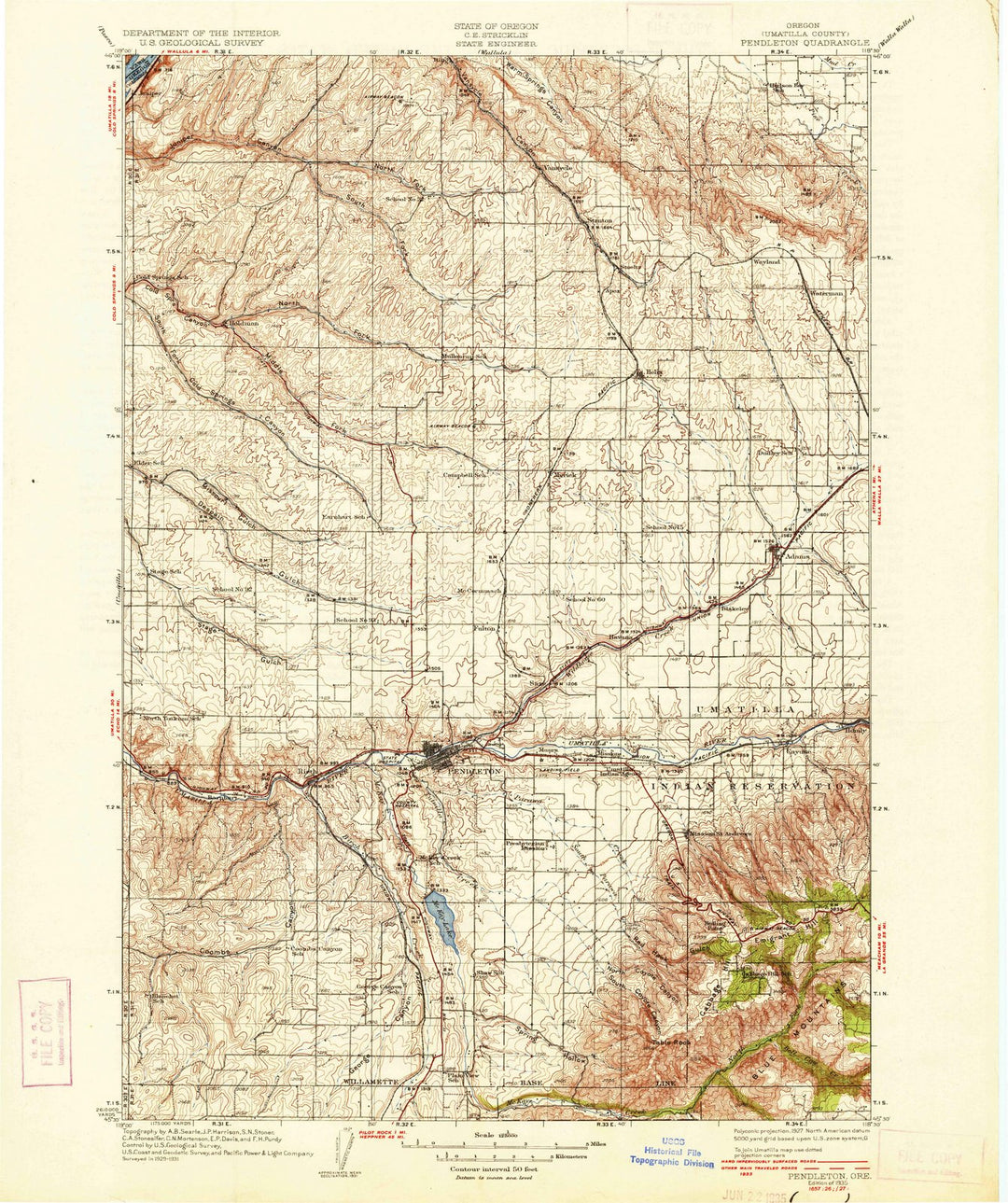 1935 Pendleton, OR - Oregon - USGS Topographic Map