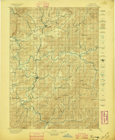 1897 Roseburg, OR - Oregon - USGS Topographic Map