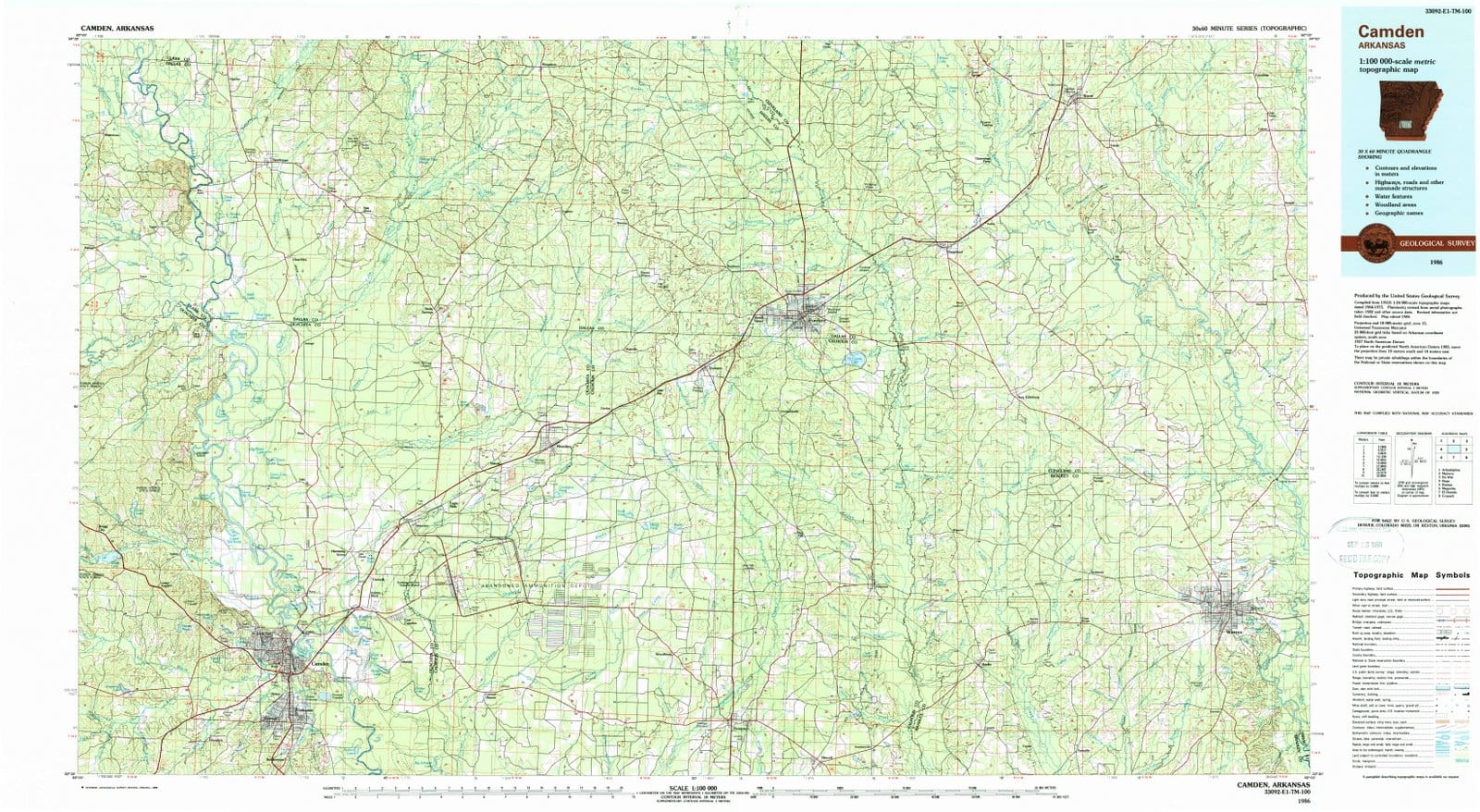 1986 Camden, AR - Arkansas - USGS Topographic Map
