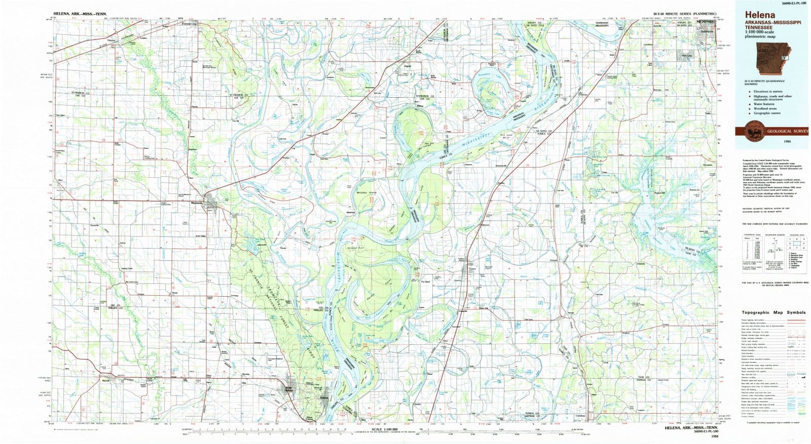 1984 Helena - Arkansas - USGS Topographic Map