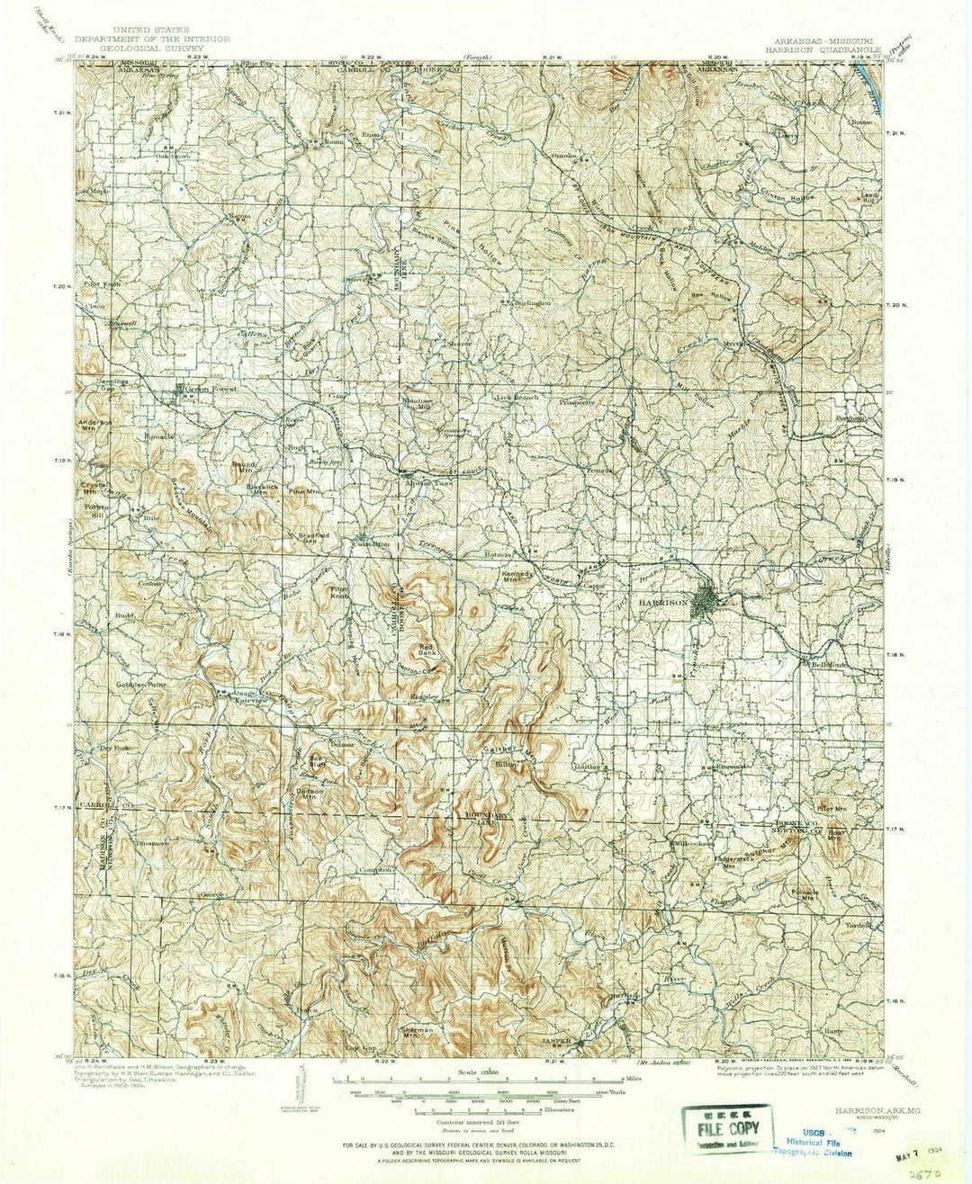 1904 Harrison, AR - Arkansas - USGS Topographic Map
