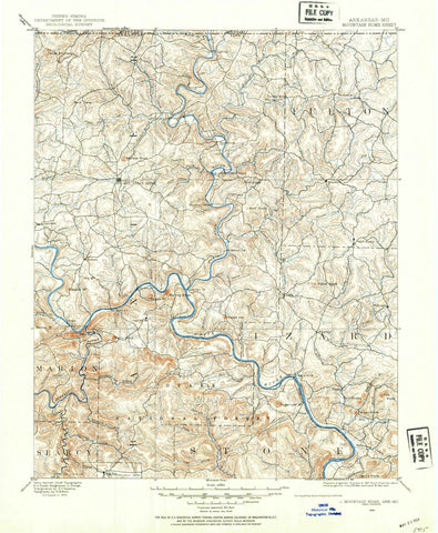 1890 Mountain Home, AR - Arkansas - USGS Topographic Map