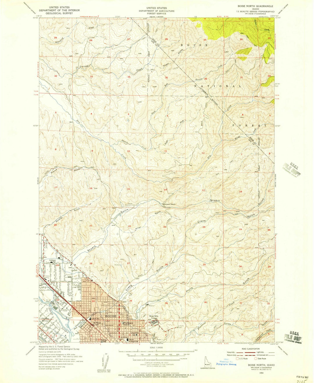 1954 Boise North, ID - Idaho - USGS Topographic Map