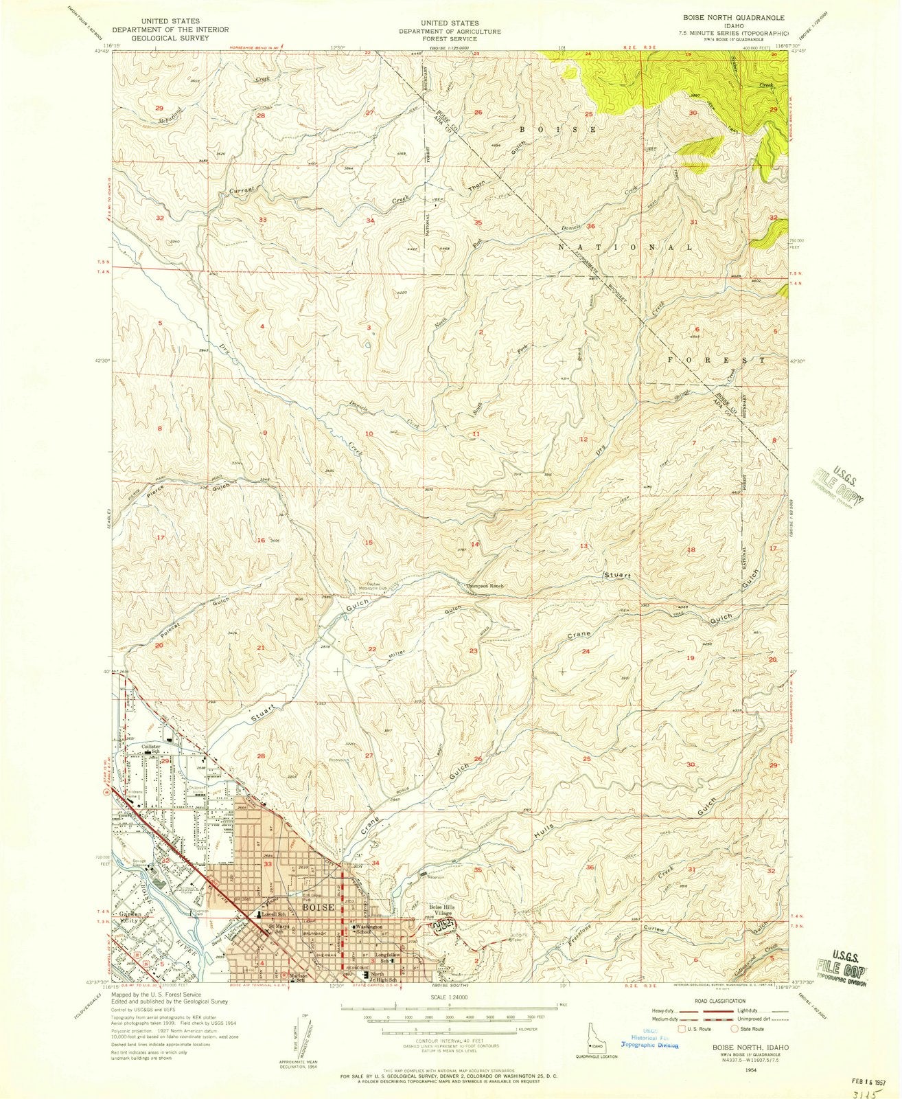 1954 Boise North, ID - Idaho - USGS Topographic Map
