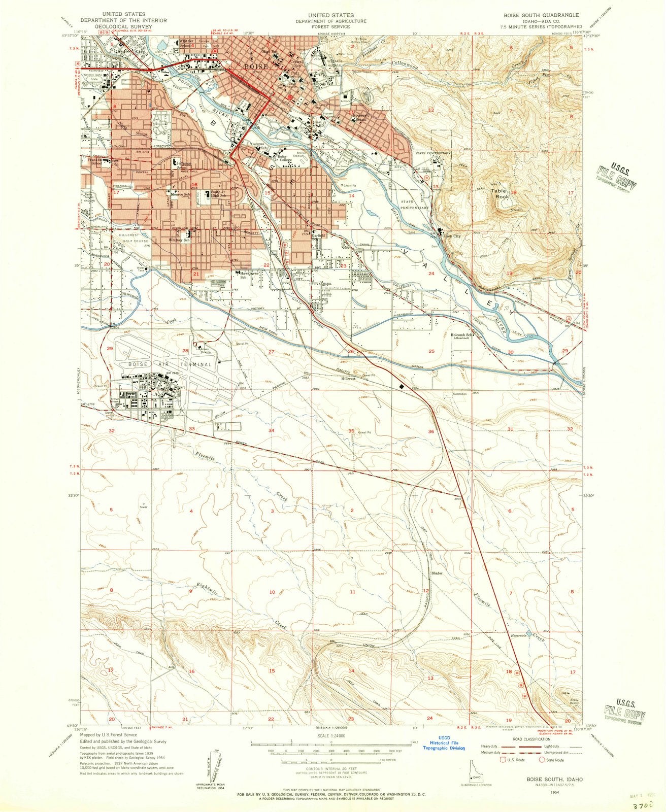 1954 Boise South, ID - Idaho - USGS Topographic Map