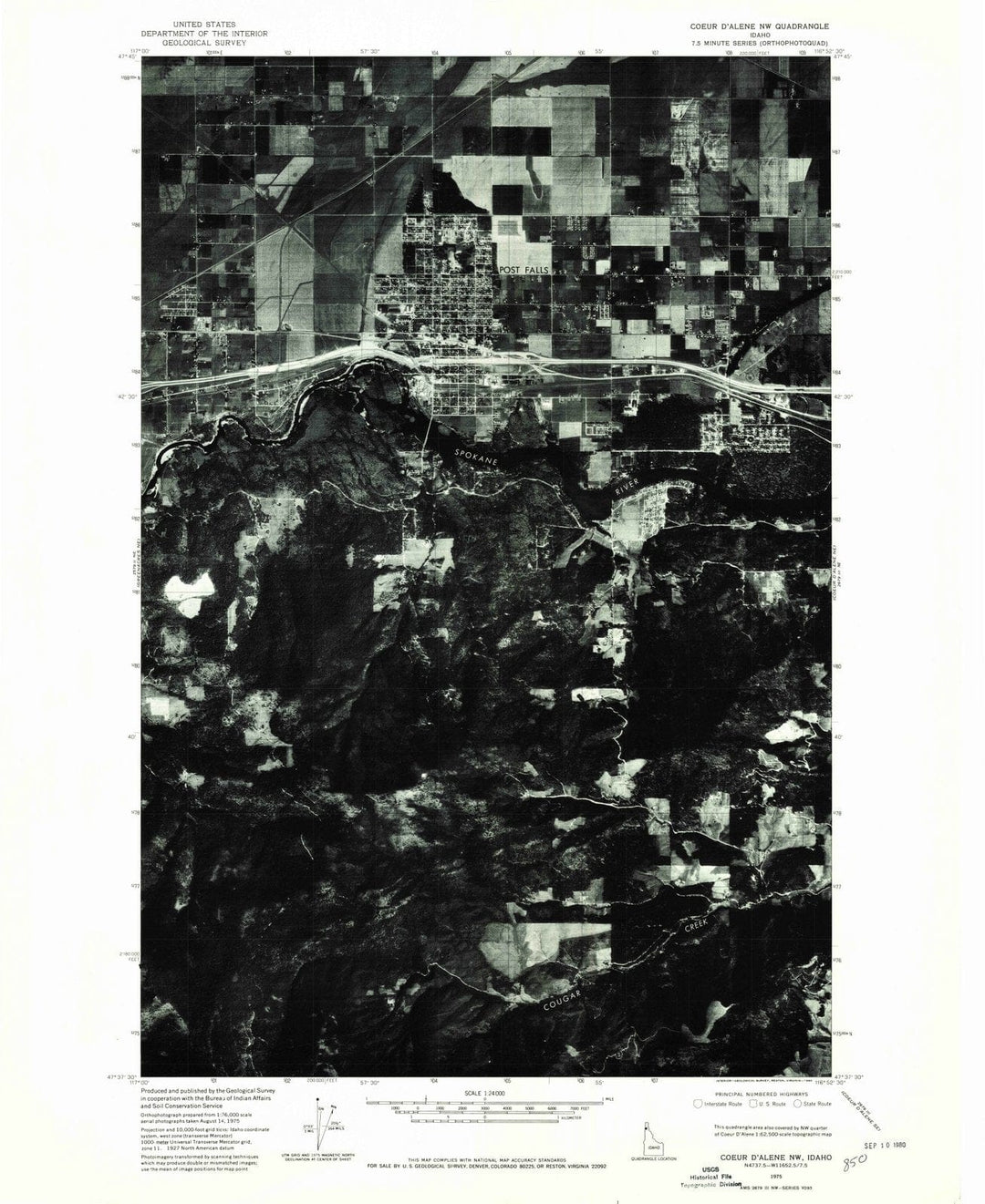 1975 Coeur'Alene, ID - Idaho - USGS Topographic Map